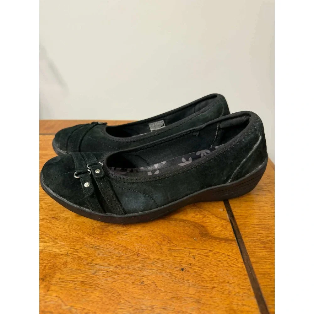 Skechers Womens 6.5 Stretch Fit Black Leather Memory Foam Ballet Flats SN 49880 - Picture 5 of 9